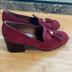 Naturalizer Red Suede Tassel Loafers
